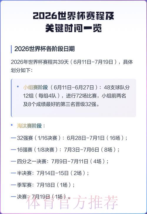 2026世界杯赛程直播时间表最新完整指南 2026世界杯赛程直播时间表最新完整指南