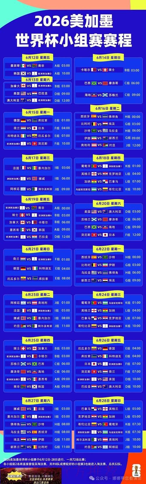 2026世界杯赛程直播时间表最新完整指南 2026世界杯赛程直播时间表最新完整指南